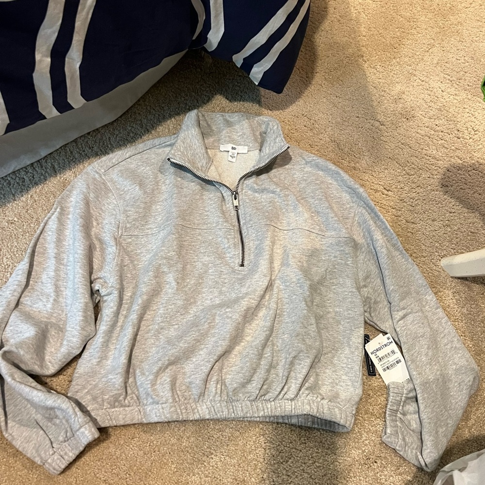 NWT Nordstrom BP Heather Gray Quarter Zip Up